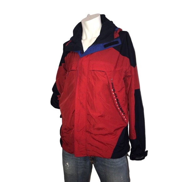 Ralph Lauren Polo Sport Zip Front Mesh Lined Hooded Jacket Blue Red Size Medium - Picture 3 of 11
